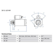 Bosch Starter Motor 24V 4kW 10 Teeth