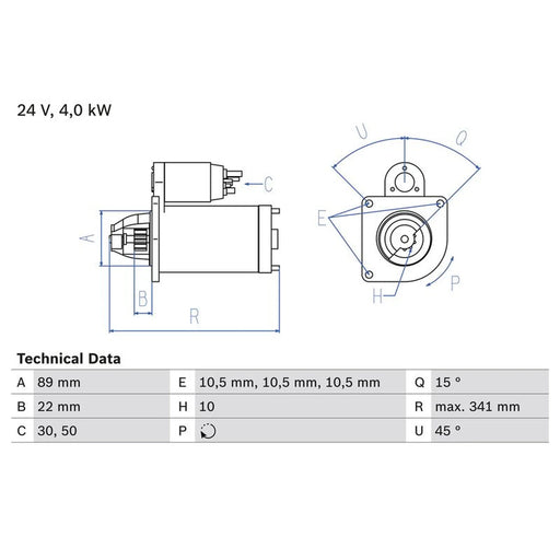 Bosch Starter Motor 24V 4kW 10 Teeth