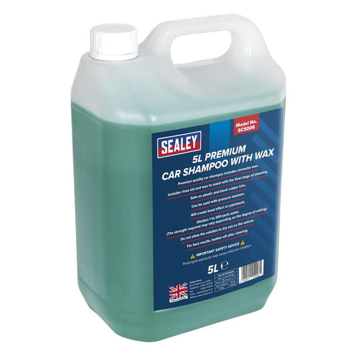 Sealey Car Shampoo Premium with Wax 5L SCS006 Sealey - Dynamic Drive