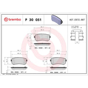 Brembo 4 x Rear Brake Pad Set fits Hyundai I30 2007-2012 1.4 1.6 2.0