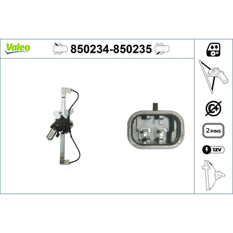 Valeo Electric Window Regulator Lifter Right Rear 850235
