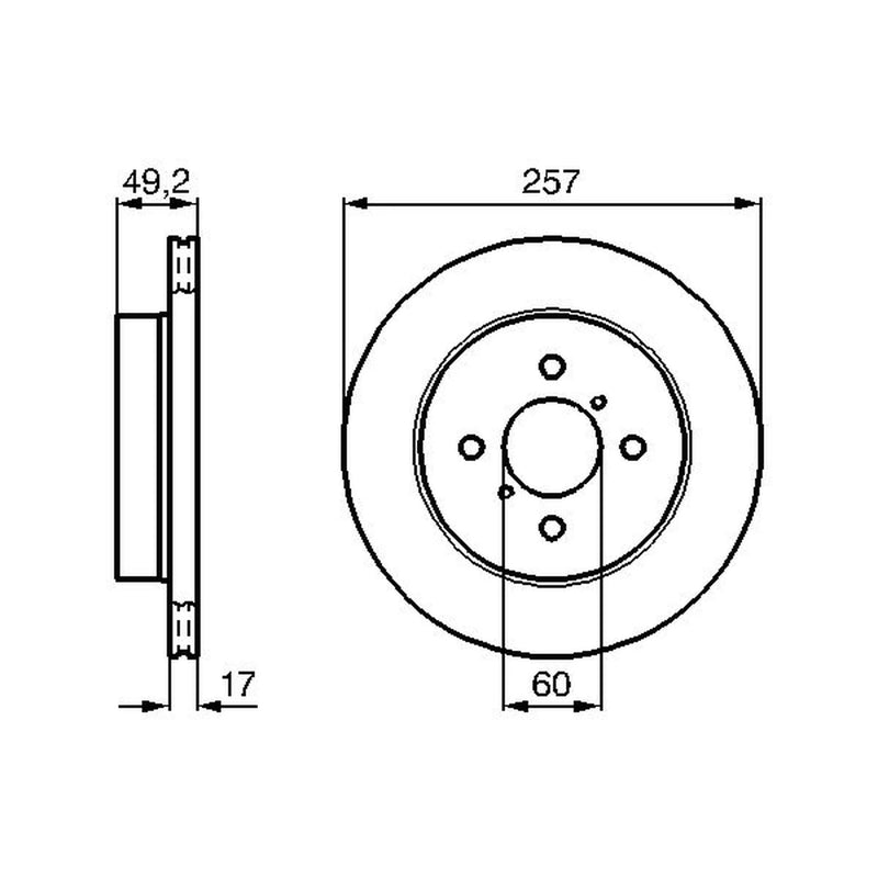 Bosch 2 x Vented Brake Discs fits Suzuki Ignis I 2000-2005 1.3 1.5