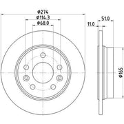 Mintex 2 x Solid Rear Brake Discs MDC3232C-x2