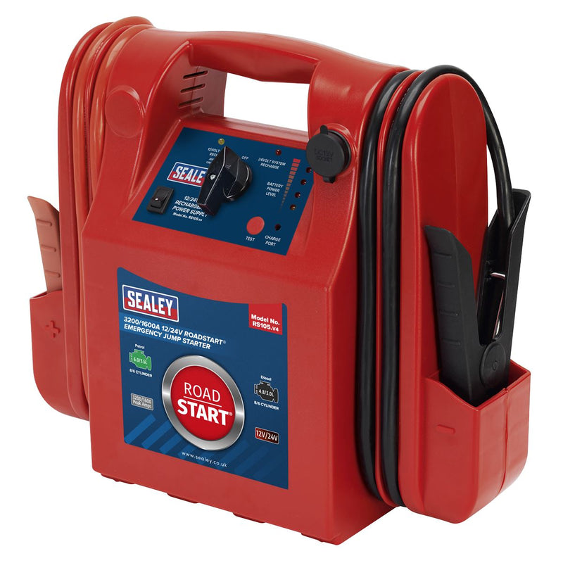 Sealey RoadStartï Emergency Jump Starter 12/24V 3200/1600 Peak Amps RS105 Sealey - Dynamic Drive