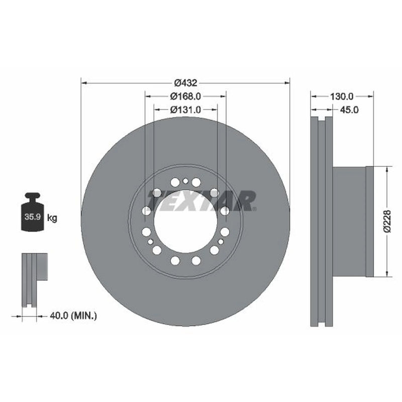 Textar 2 x Internally Vented Brake Discs 93087200