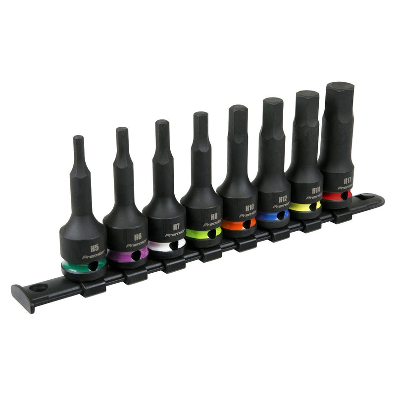 Sealey Premier Premier Hex Impact Socket Bit Set 1/2"Sq Drive 8pc AK56001 Sealey Premier - Dynamic Drive