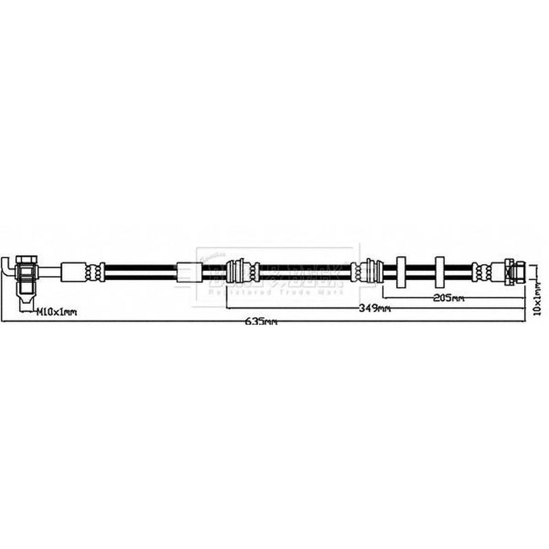 Borg & Beck Brake Hydraulic Hose Line Front Right BBH8611