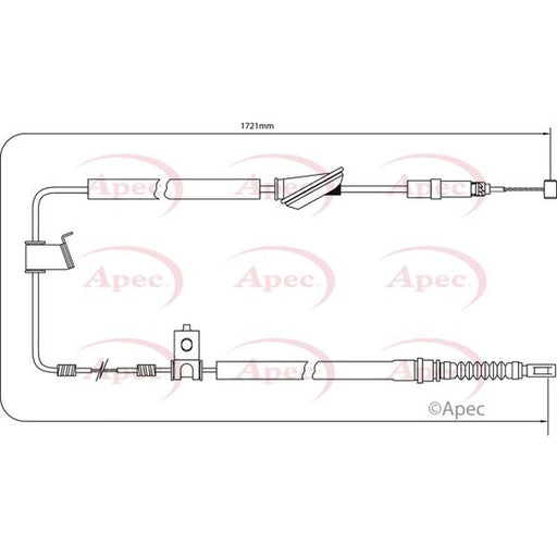 Apec Handbrake Cable Left Rear fits Honda Accord 1999-2002 1.8 2.0 2.3