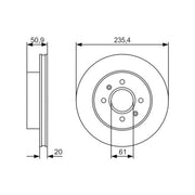 Bosch 2 x Vented Brake Discs fits Dacia Solenza 2003-2005 1.4