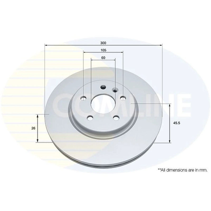 Comline 2 x Vented Front Brake Discs ADC1168V-x2