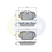 Comline Rear Brake Internally Vented Discs & Pads fits BMW 1 2007-2013