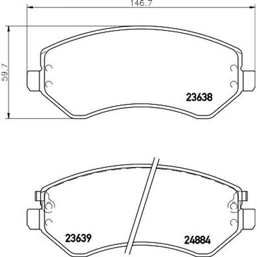 DON Front Brake Pad Set fits Chrysler Voyager 2000-2008 3.8