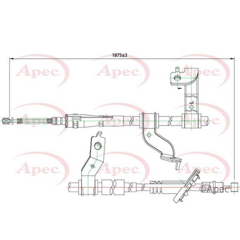 Apec Handbrake Cable Left Rear fits Hyundai Tucson 2004-2010 2.0 2.7