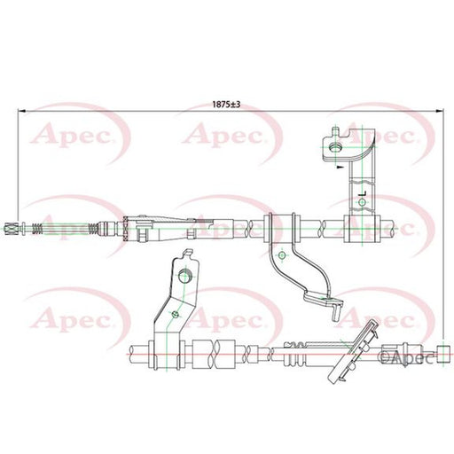 Apec Handbrake Cable Left Rear fits Hyundai Tucson 2004-2010 2.0 2.7