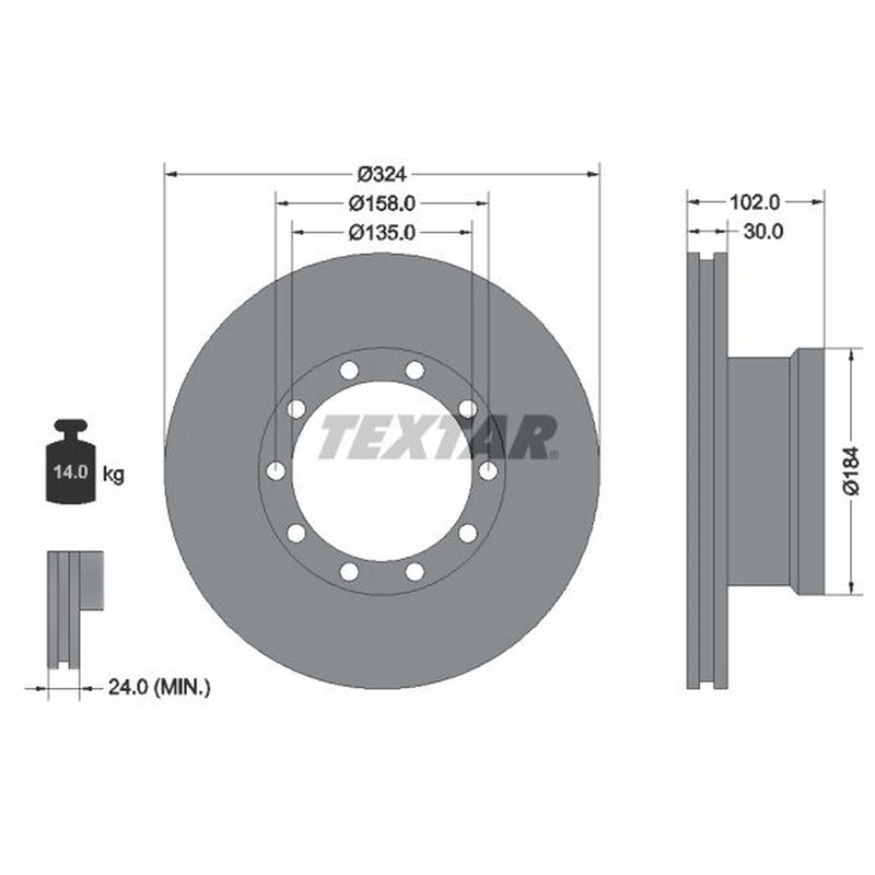 Textar 2 x Internally Vented Brake Discs 93085300