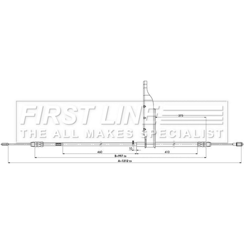 First Line Handbrake Cable Right Rear fits Ford Transit V363 Bus 2013-2024