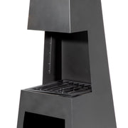 Dellonda Outdoor Chiminea Fireplace Fire Pit Heater Firewood Storage Black Steel Dellonda  - Dynamic Drive