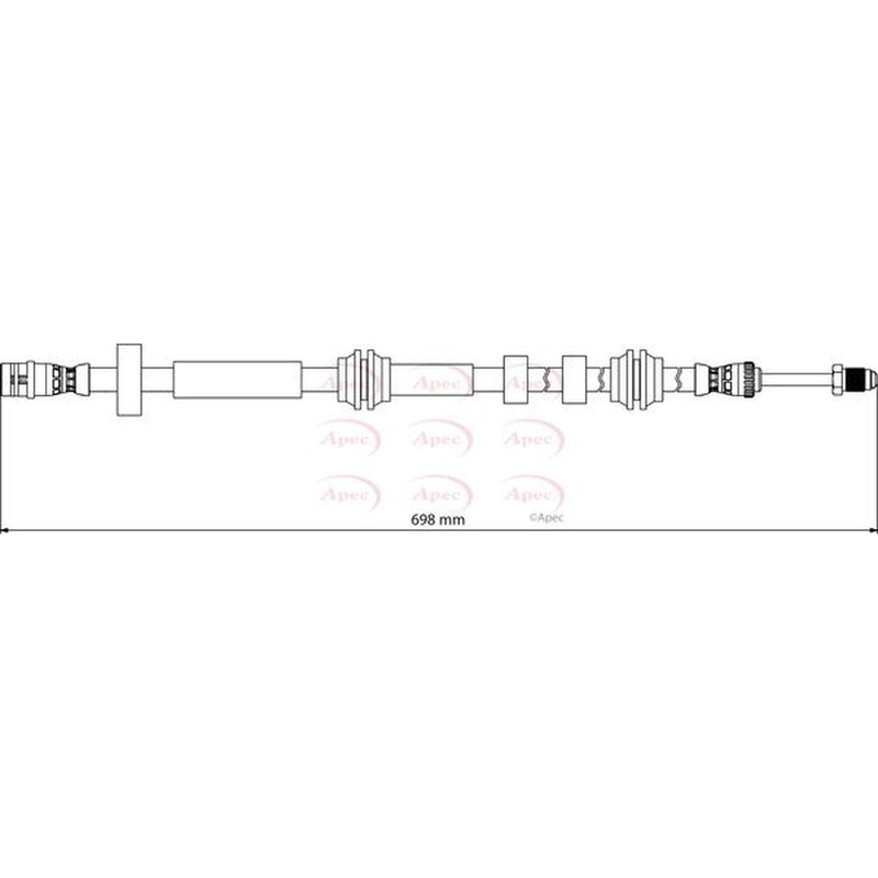 Apec Brake Hydraulic Hose Line Front fits Audi Q7 2015-2022 2.0 3.0