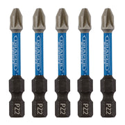 Draper Expert PZ-Type Impact Screwdriver Bits, No.2 x 50mm, 1/4" Hex (Pack of 5) Draper - Dynamic Drive