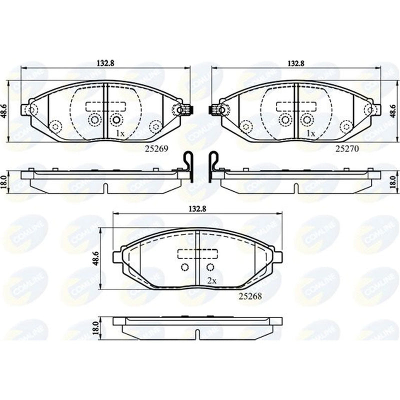 Comline 4 x Front Brake Pad Set fits Chevrolet Spark 2010 on 1.0 1.2