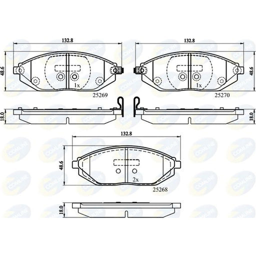 Comline 4 x Front Brake Pad Set fits Chevrolet Spark 2010 on 1.0 1.2