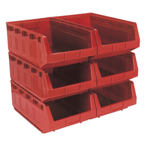 Sealey Plastic Storage Bin 310 x 500 x 190mm Red Pack of 6 TPS56R Sealey - Dynamic Drive