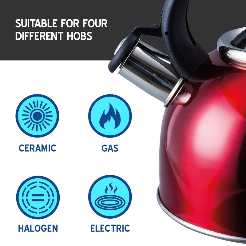 MDS1203 Liberty Red 2.5 Litre Whistling Kettle CW-T056-B1R Liberty Leisure UK - Dynamic Drive