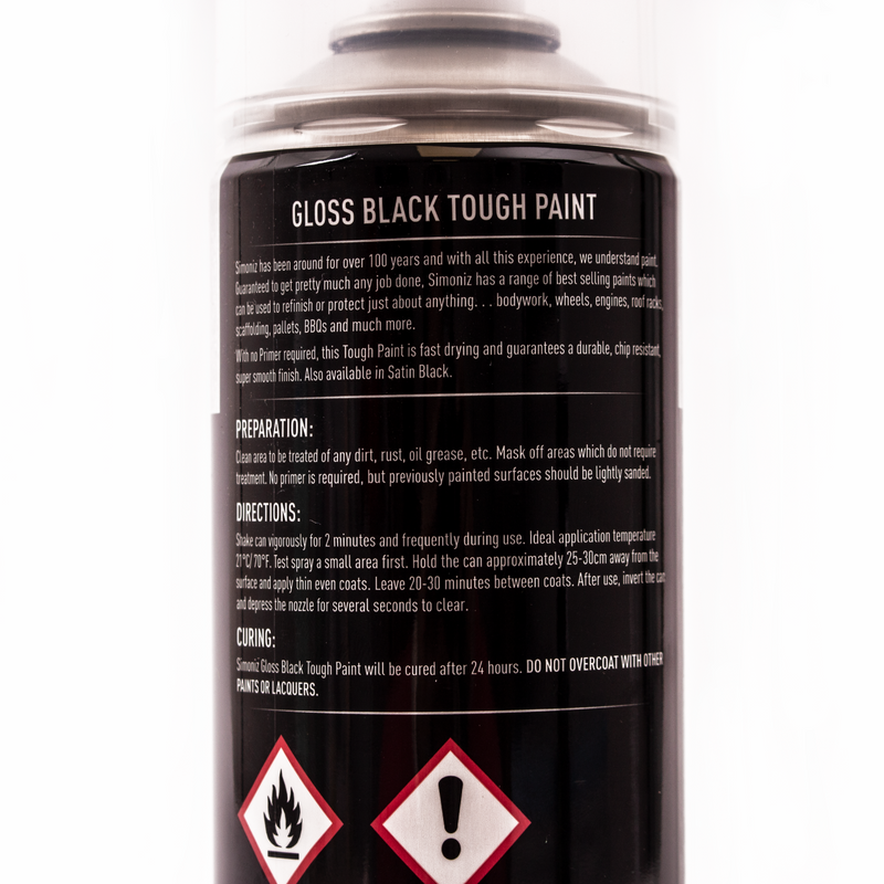 Simoniz Gloss Black Tough Car Spray Protection Paint Aerosol Durable 500ml Simoniz - Dynamic Drive