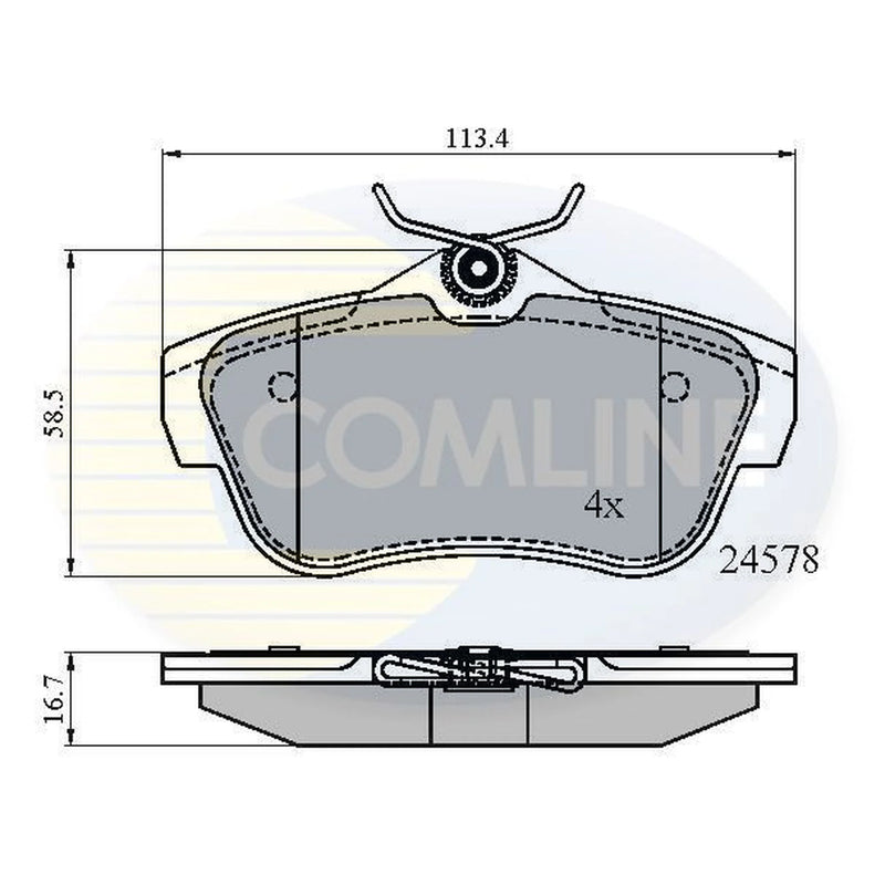 Comline 4 x Rear Brake Pad Set fits Citroën Dispatch II 2007-2016 1.6 2.0