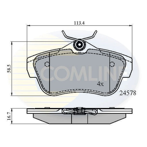 Comline 4 x Rear Brake Pad Set fits Citroën Dispatch II 2007-2016 1.6 2.0
