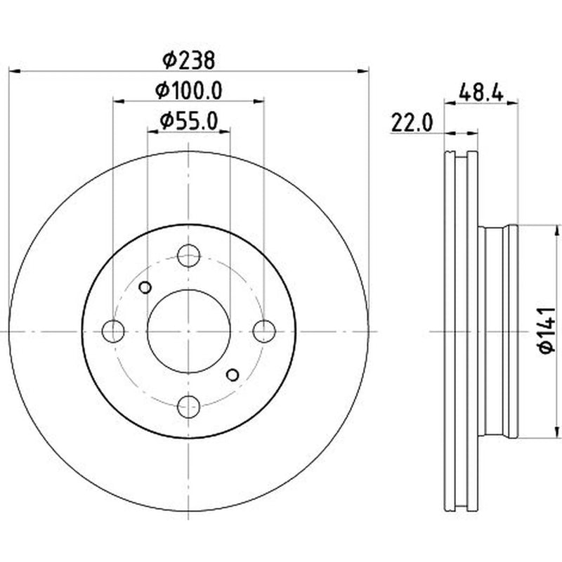 Mintex 2 x Vented Front Brake Discs MDC2833C-x2