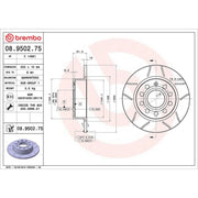 Brembo 2 x Slotted Rear Brake Discs 08.9502.75-x2