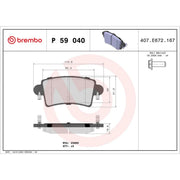 Brembo 4 x Rear Brake Pad Set fits Nissan Interstar 2002-2006