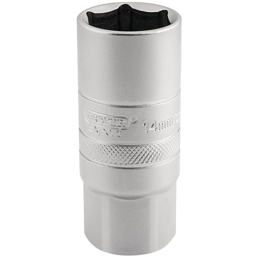 Draper 14mm Thread 6 Point Satin Chrome Spark Plug Socket, 1/2" Sq. Dr., 21mm Draper - Dynamic Drive
