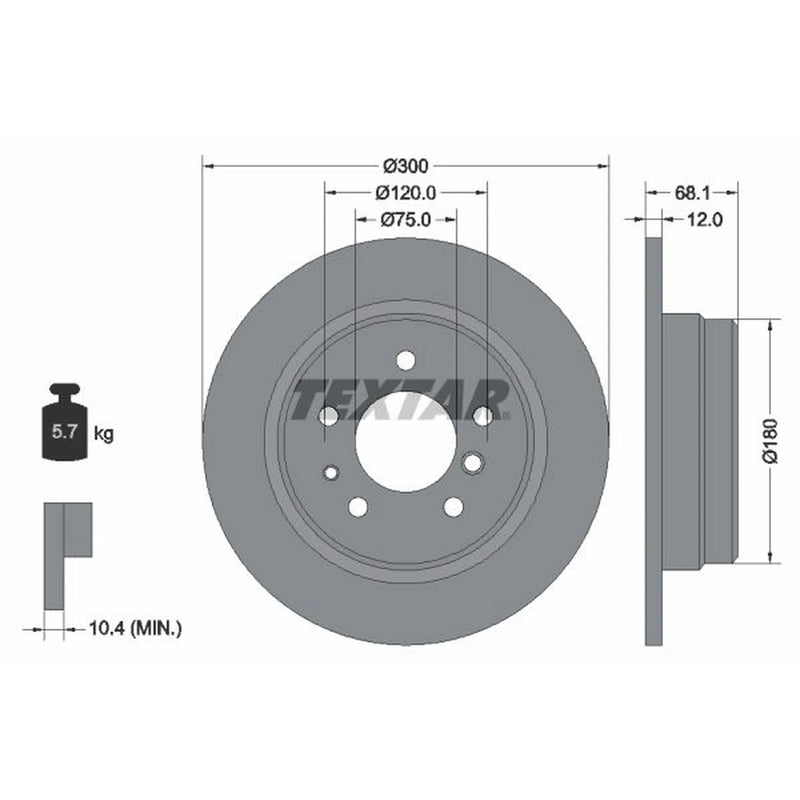 Textar 2 x Solid Brake Discs 92042500
