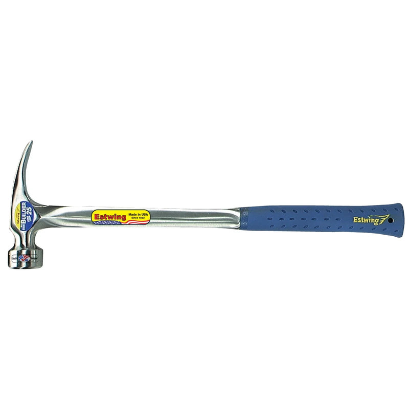 Estwing E3/25S BIG BLUE Smooth Face Straight Framing Hammer, 25oz/700g, 18"