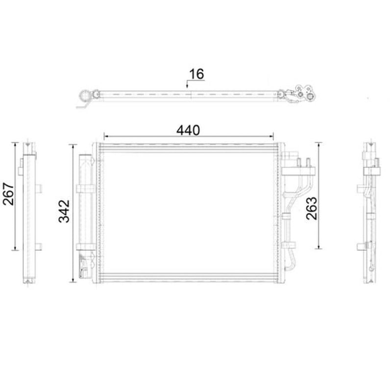 Mahle Air Conditioning Condenser fits Hyundai I10 II 2013-2019 1.0 1.2