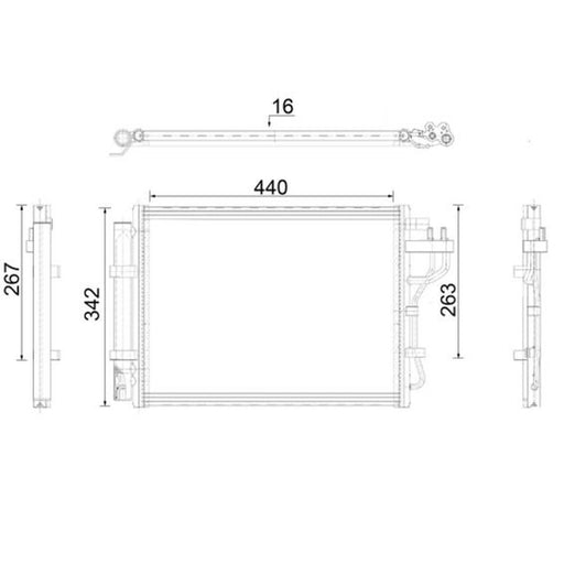 Mahle Air Conditioning Condenser fits Hyundai I10 II 2013-2019 1.0 1.2