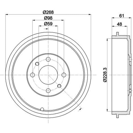 Mintex Brake Drum Assembly Rear fits Citroën Nemo 2009-2010 1.3 1.4