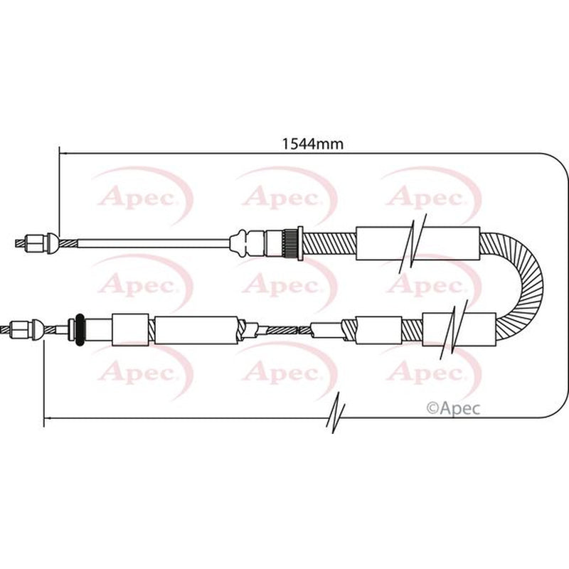 Apec Handbrake Cable Right Rear fits Citroën Xsara 1997-2005 1.6 1.8 2.0