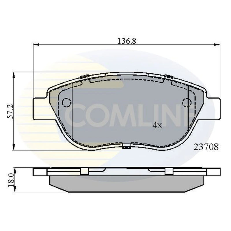 Comline 4 x Front Brake Pad Set fits Abarth 500C / 595C / 695C 2010 on 1.4