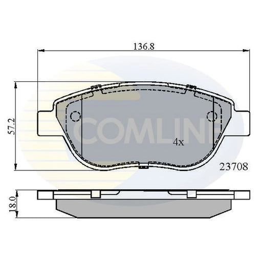 Comline 4 x Front Brake Pad Set fits Abarth 500C / 595C / 695C 2010 on 1.4