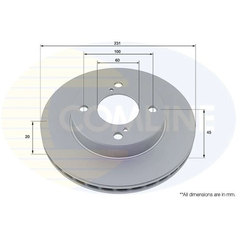 Comline 2 x Internally Vented Brake Discs fits Suzuki Ignis III 2016 on 1.2