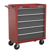 Sealey Rollcab 5 Drawer with Ball-Bearing Slides - Red/Grey Sealey  - Dynamic Drive