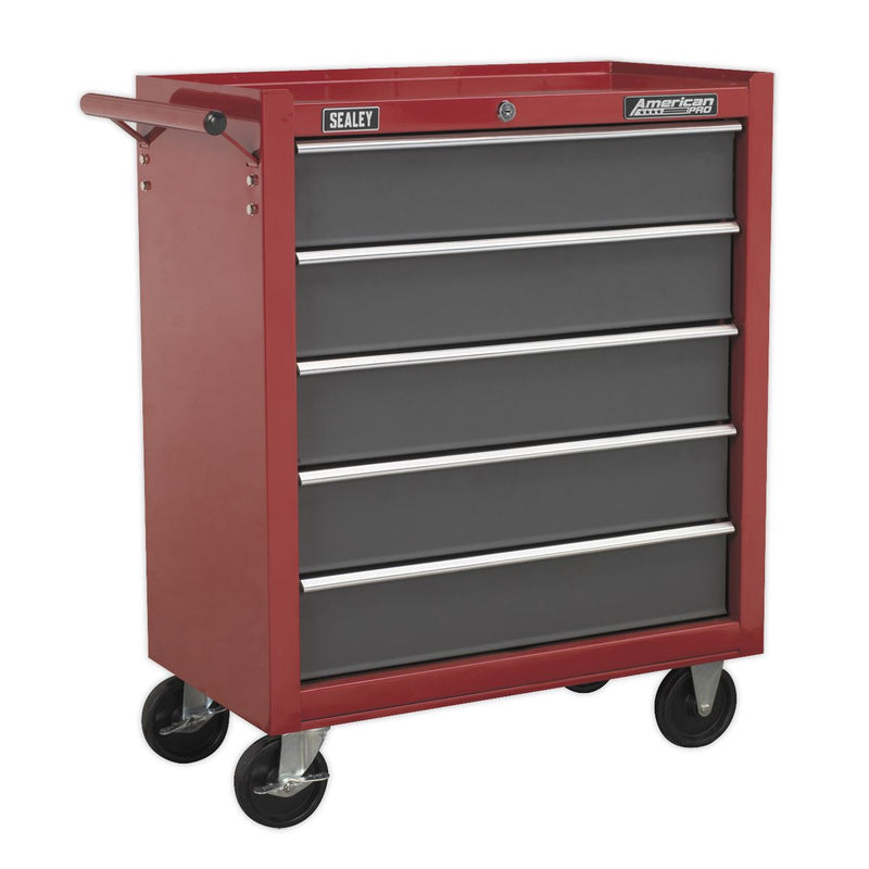 Sealey Rollcab 5 Drawer with Ball-Bearing Slides Red/Grey AP22505BB Sealey - Dynamic Drive
