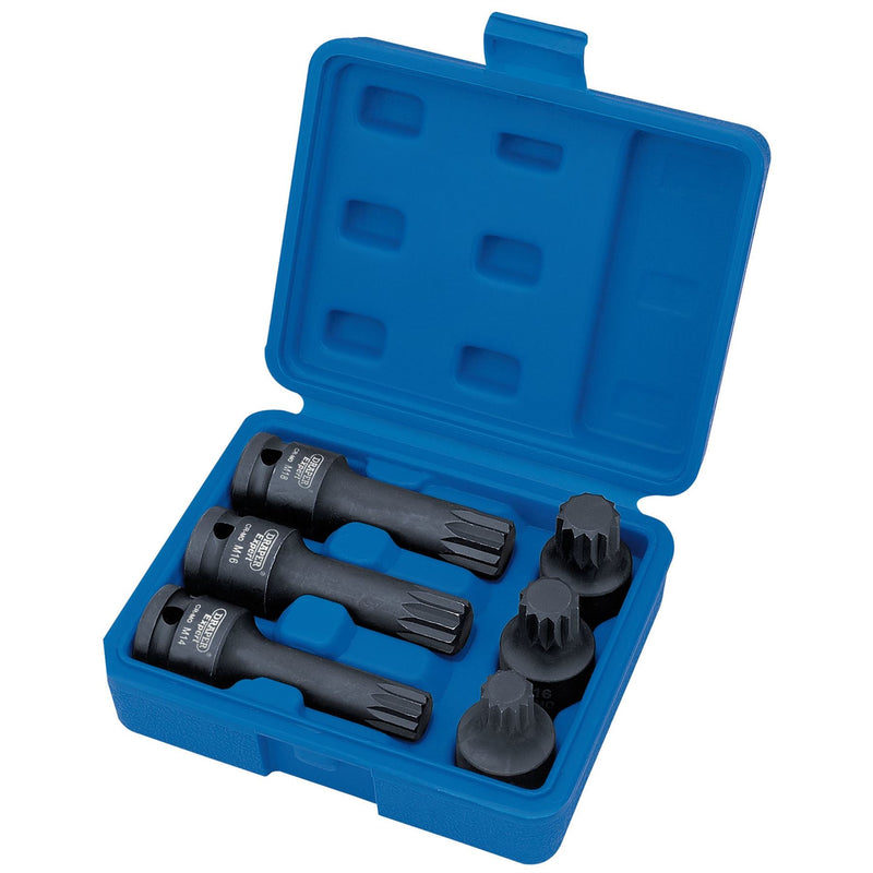 Draper Impact Spline Bit Set, 1/2" Sq. Dr. (6 Piece) 28881 Draper - Dynamic Drive