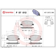 Brembo 4 x Front Brake Pad Set fits Chevrolet Trax 2012 on 1.4