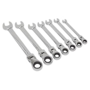 Seigen by Sealey Flexible Head Ratchet Combination Spanner Set 7pc Metric S01143 Seigen by Sealey  - Dynamic Drive