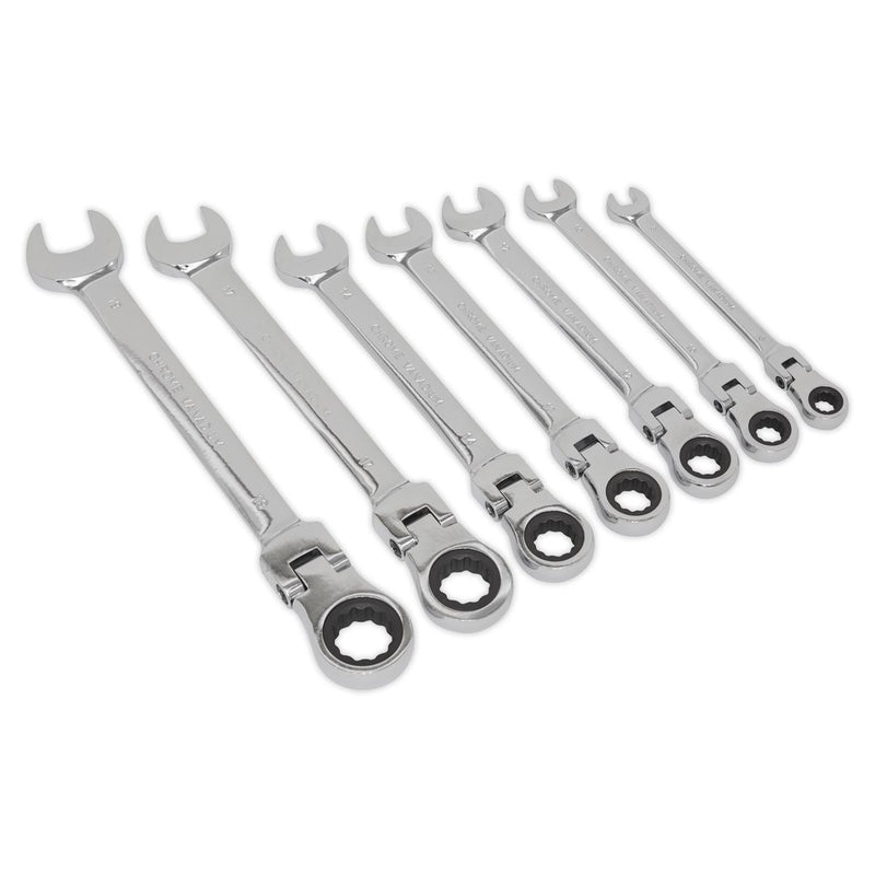 Sealey Flexible Head Ratchet Combination Spanner Set 7pc Metric S01143 Siegen by Sealey - Dynamic Drive