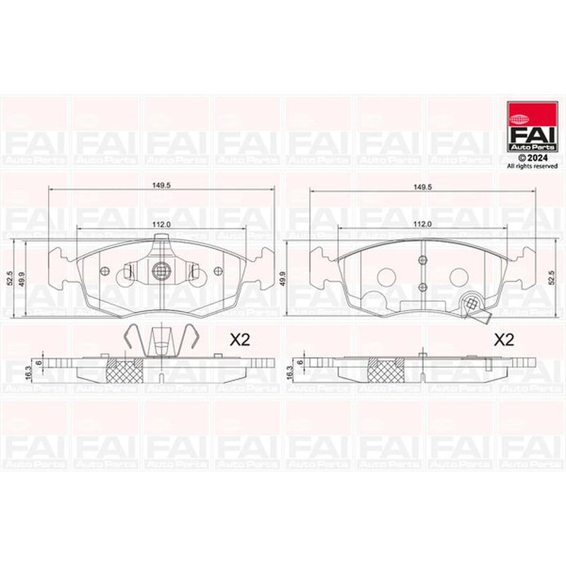 FAI Front Brake Pad Set fits Chrysler Ypsilon 2011-2021 0.9 1.2 1.3